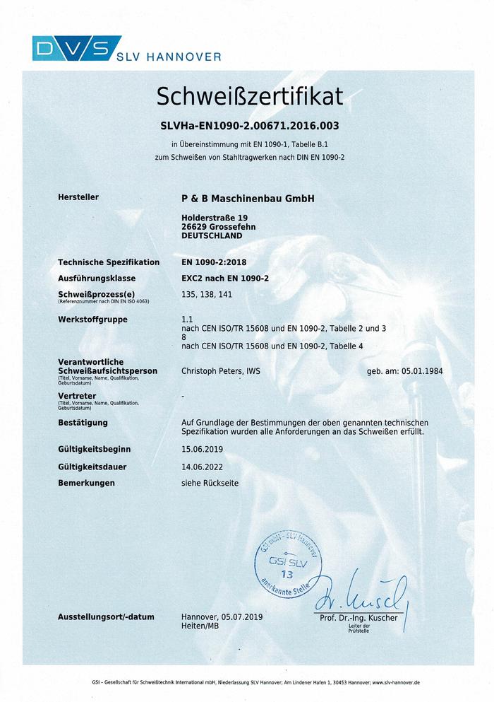 Schweißzertifikat